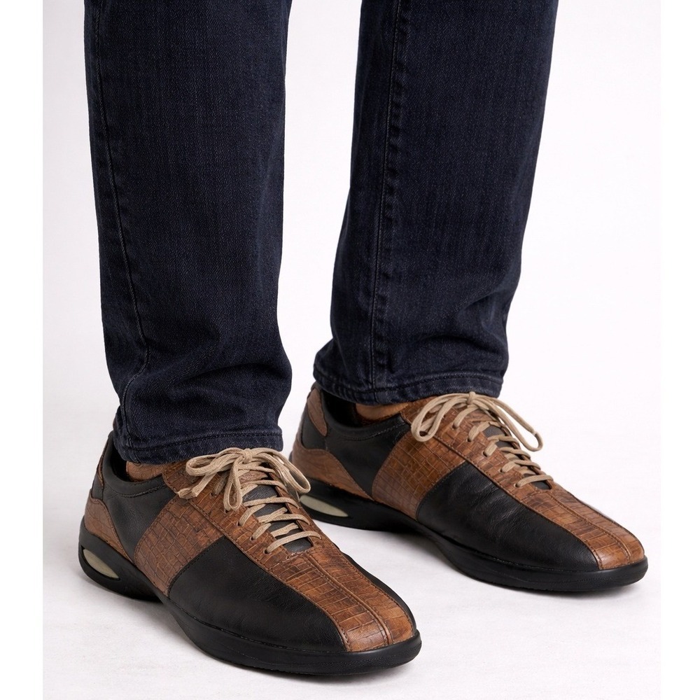 Cole Haan Nike Air Leather Driving Sneaker Men 10M Brown Embossed Lace Up Shoes